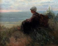 Jozef Israels - A Fishergirl On A Dunetop Overlooking The Sea